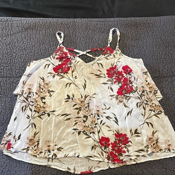 Torrid Sophie Textured Woven Double Layer Swing Cami Ivory Floral Size 2 (18/20) - Picture 6 of 6